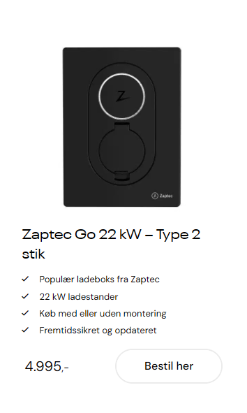zaptec go 22 kW ladestander