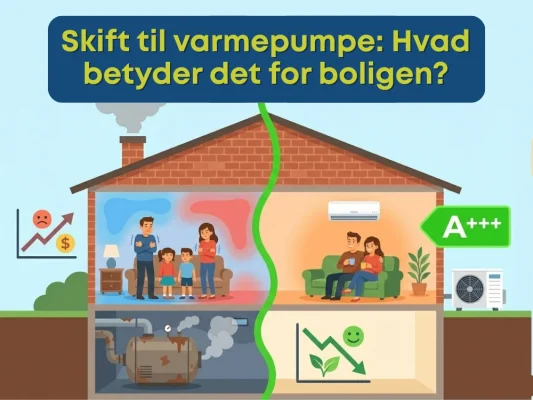Skift til varmepumpe Hvad betyder det for boligen