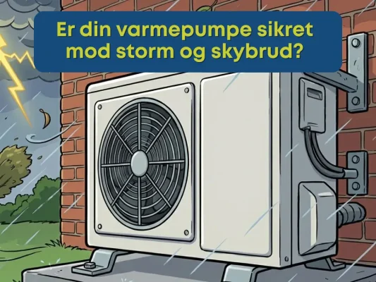 Er din varmepumpe sikret mod storm og skybrud