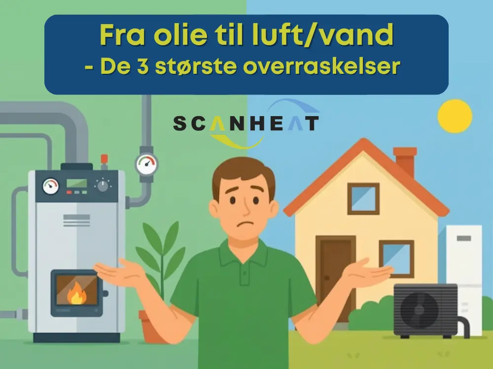 Fra olie til luft til vand varmepumpe